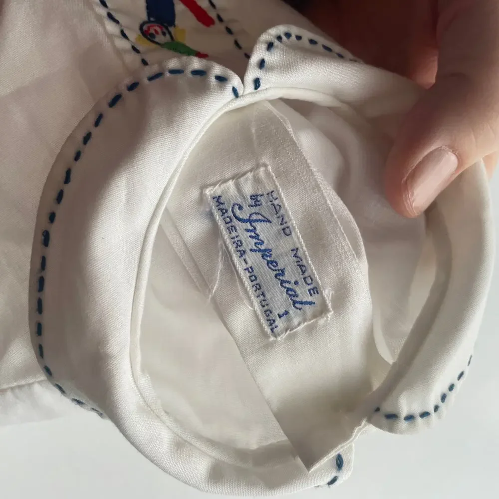 Vintage White Peter Pan Collar Top, Toy Embroidery